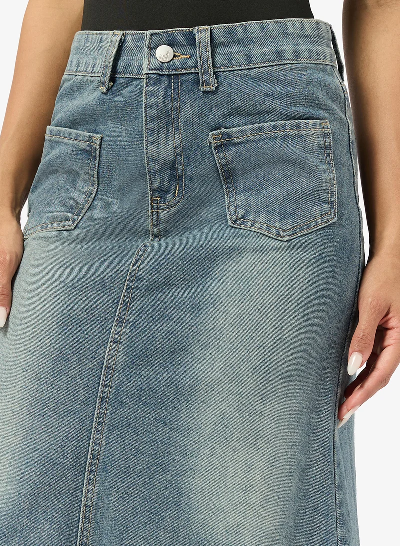 Ginger Denim Mermaid Midi Skirt